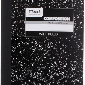 輸入ノート 【ワイドルール】 アメリカで定番 ノートブック ミード Mead ブラックマーブル コンポジションブック ノート 100シート 輸入文具 海外 ノート おしゃれ